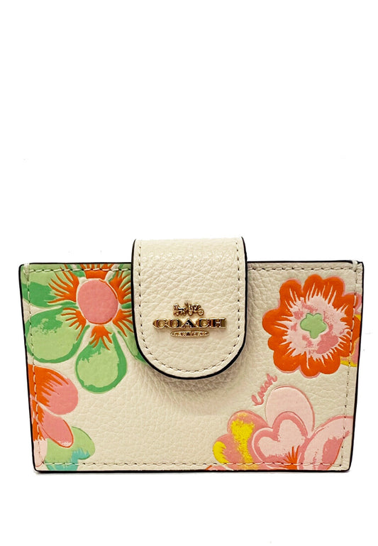 Coach Accordion Card Case With Dreamy Land Floral Print - White