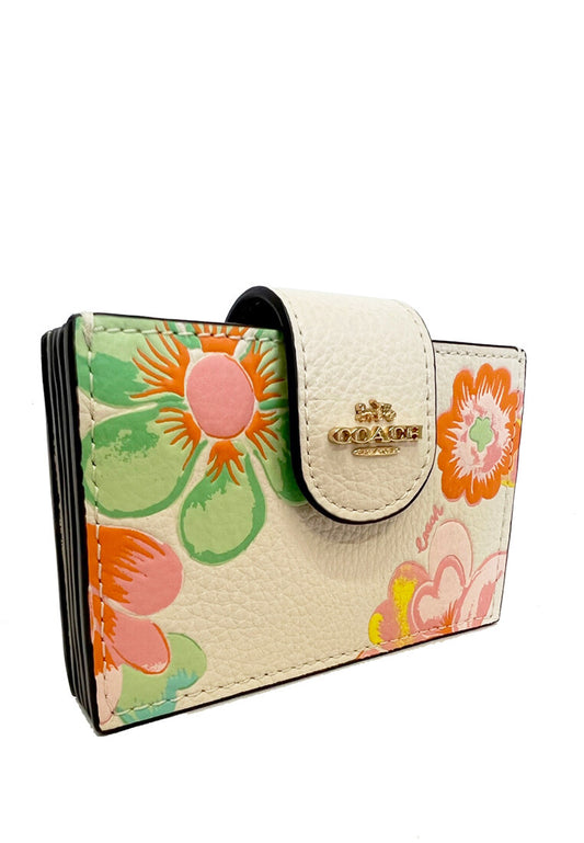 Coach Accordion Card Case With Dreamy Land Floral Print - White