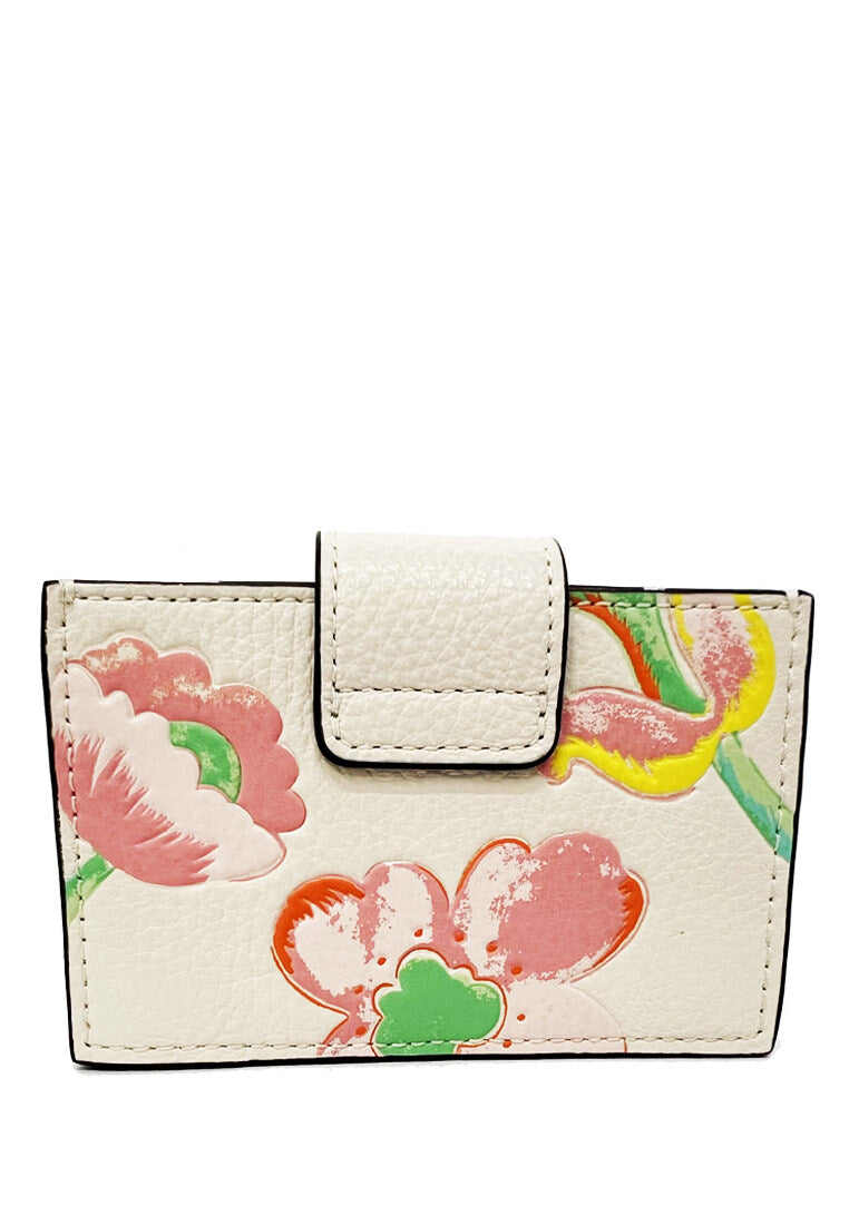 Coach Accordion Card Case With Dreamy Land Floral Print - White