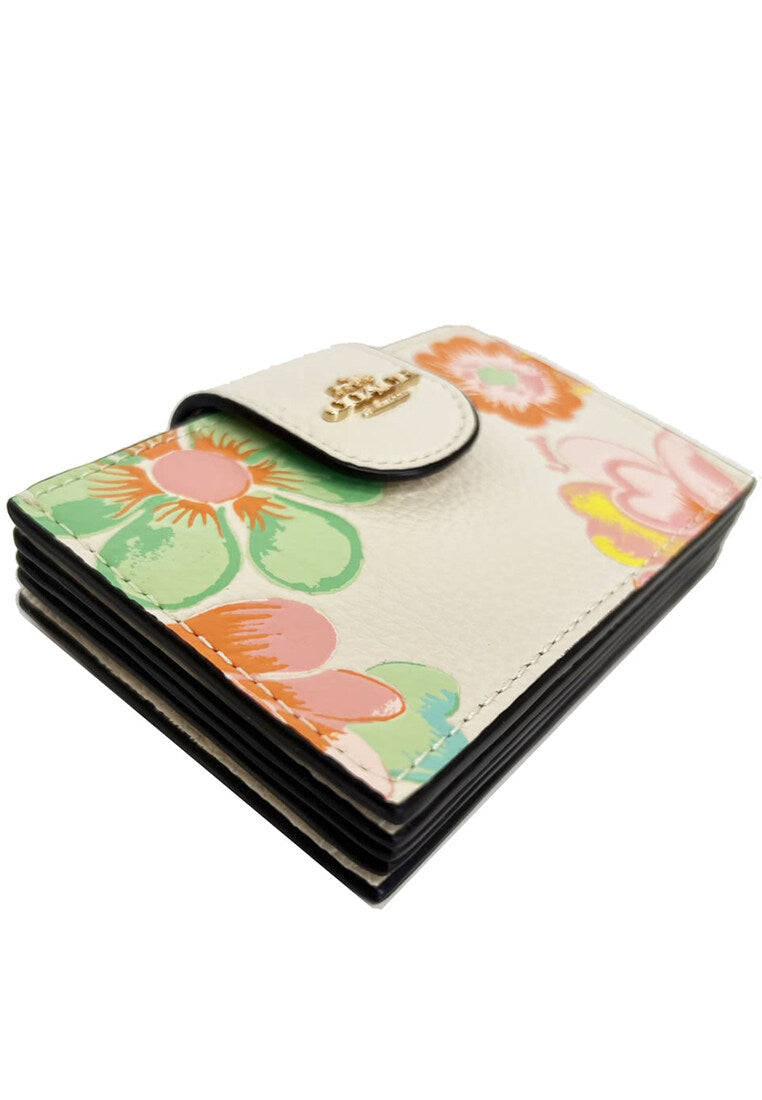 Coach Accordion Card Case With Dreamy Land Floral Print - White