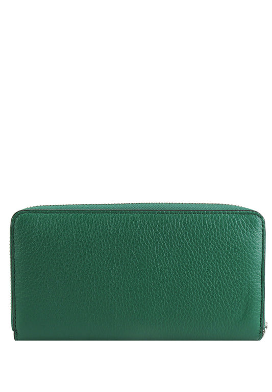 Coach Long Zip Around Wallet In Colorblock With Horse And Carriage - Green