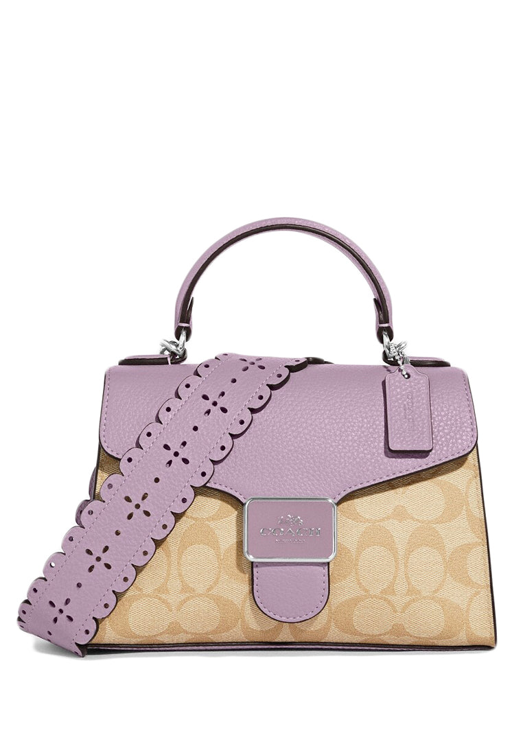 Coach Pepper Satchel In Signature Canvas - Light Brown/Purple