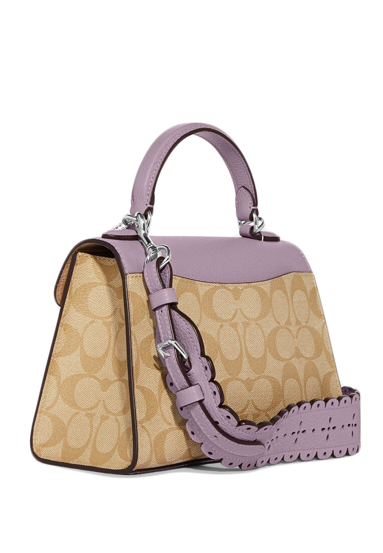 Coach Pepper Satchel In Signature Canvas - Light Brown/Purple