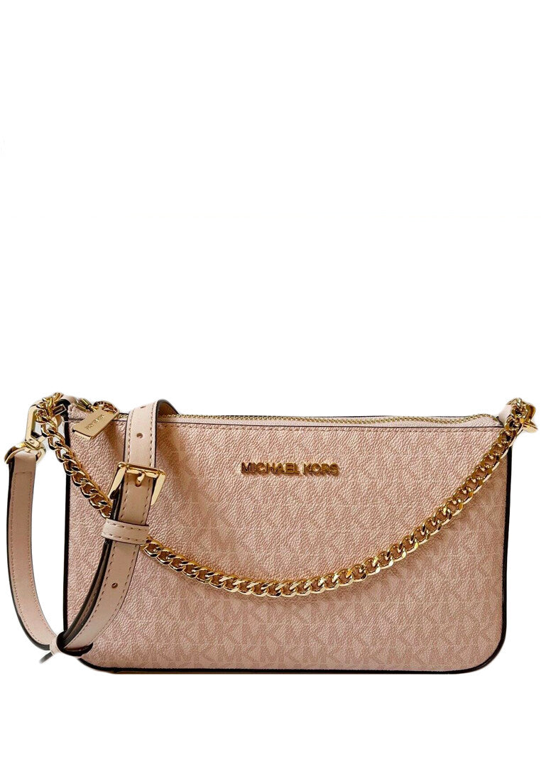 Michael Kors Jet Set Travel Signature Medium Zip Pouchette - Powder Blush