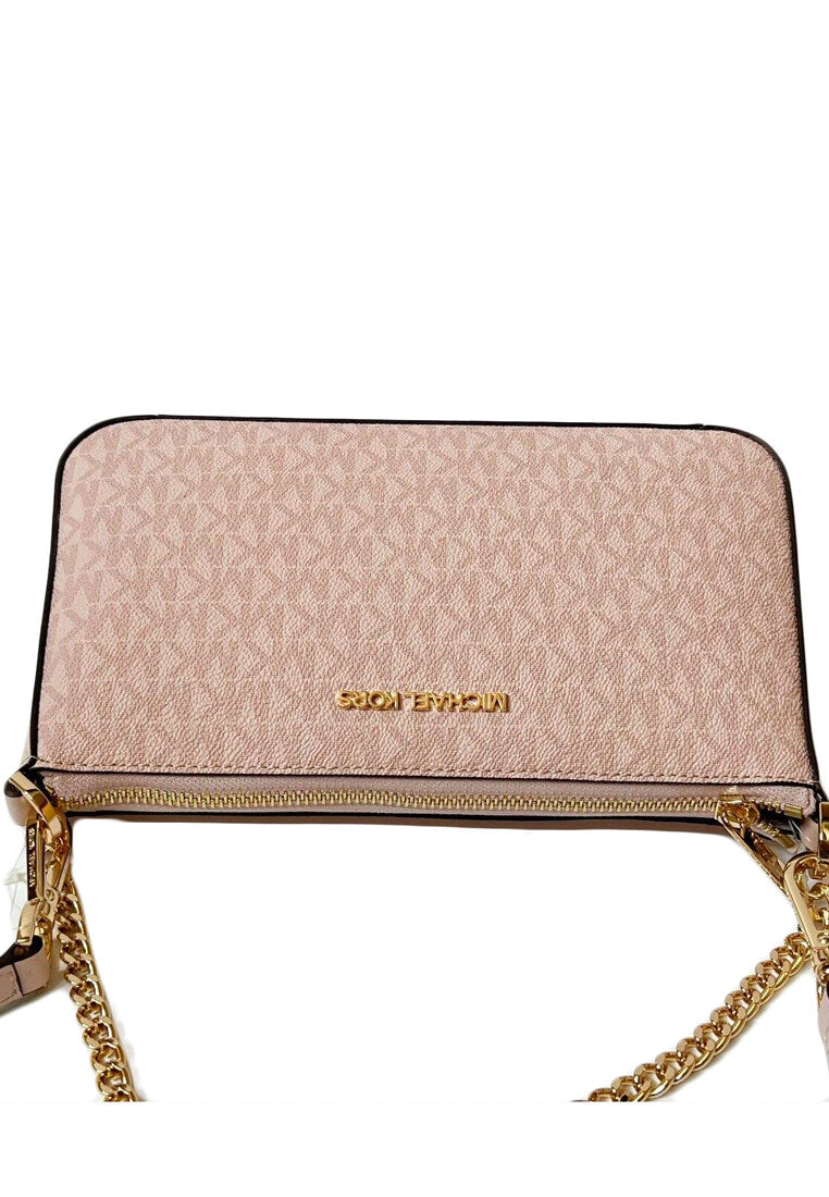 Michael Kors Jet Set Travel Signature Medium Zip Pouchette - Powder Blush