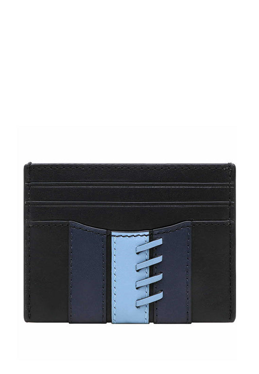 Coach Slim Card Case With Baseball Stitch - Black/Navy