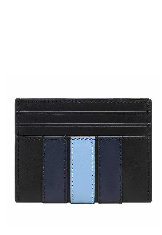 Coach Slim Card Case With Baseball Stitch - Black/Navy