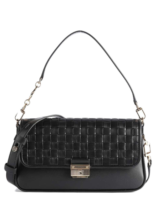 Michael Kors Bradshaw Small Woven Leather Shoulder Bag - Black