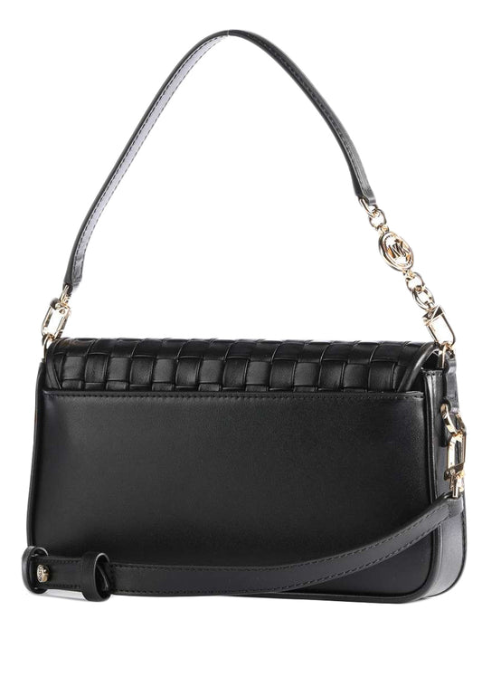 Michael Kors Bradshaw Small Woven Leather Shoulder Bag - Black