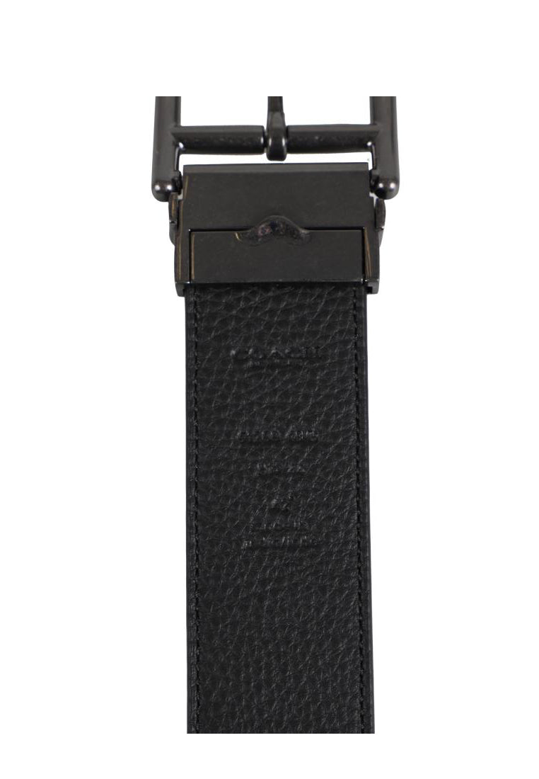 Coach Mens Double Bar Buckle Cut To Size Reversible Belt 38MM - Black