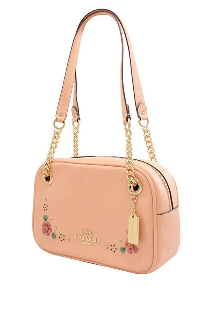 Coach Cammie Chain Shoulder Bag With Floral Whipstitch - Faded Blush/Multi