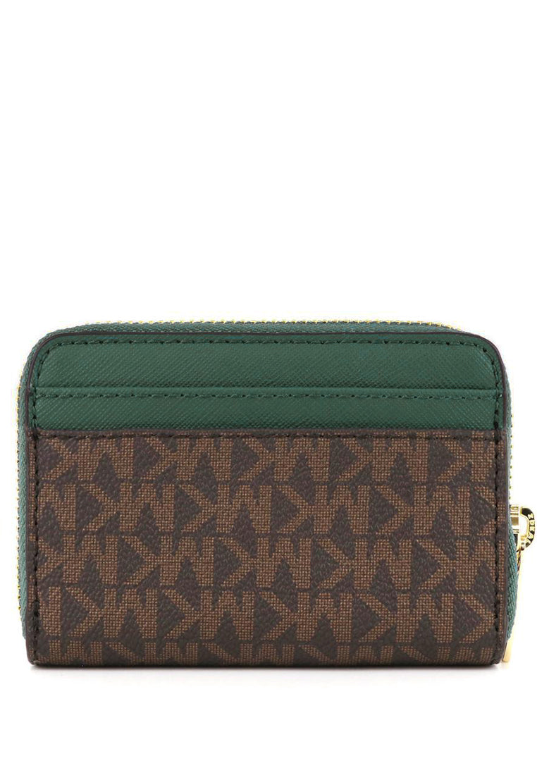 Michael Kors Jet Set Travel Signature Medium Zip Around Card Case - Brown/Green