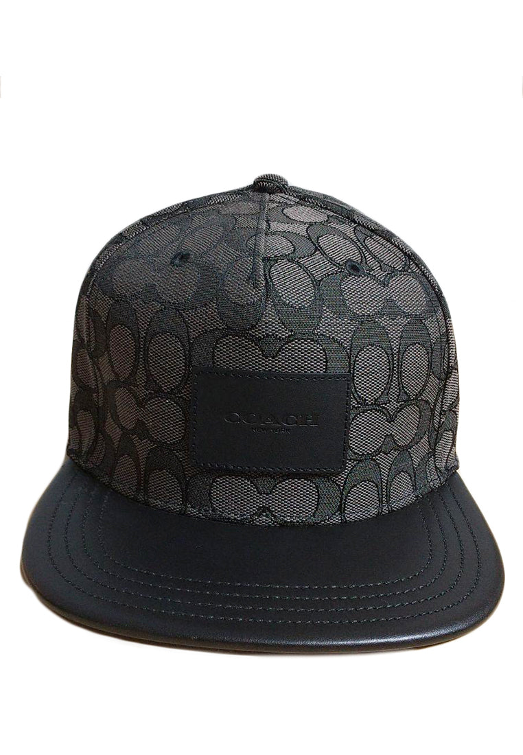 Coach Mens Signature Flat Brim Hat - Black