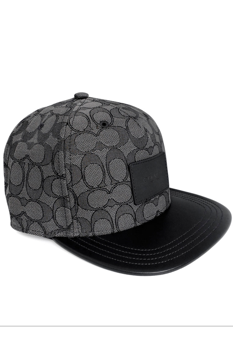 Coach Mens Signature Flat Brim Hat - Black