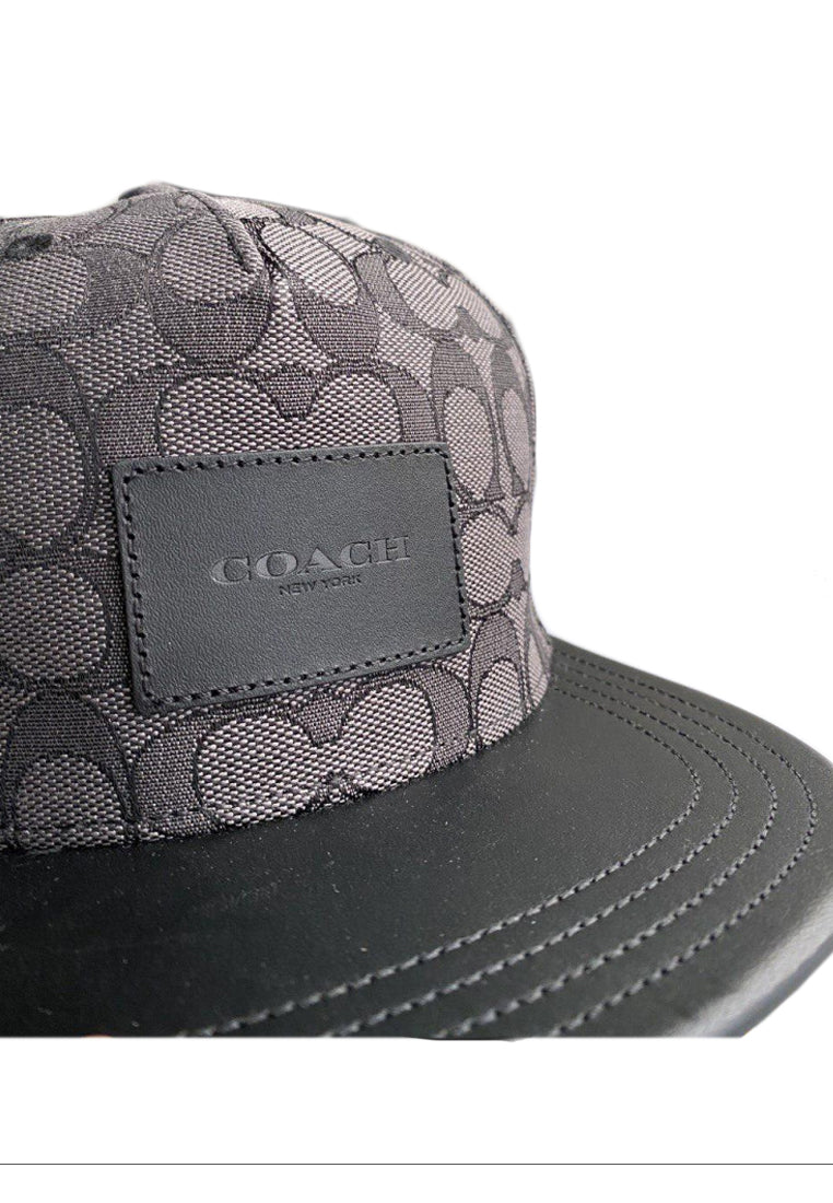 Coach Mens Signature Flat Brim Hat - Black