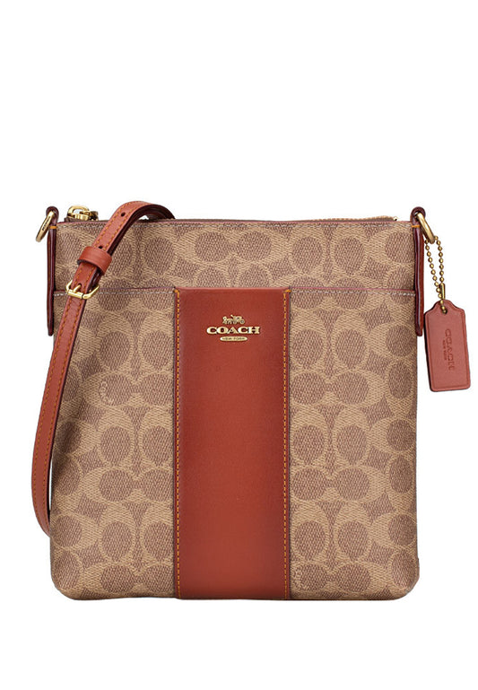 Coach Kitt Messenger Crossbody In Colorblock Signature Canvas - Brown Rust