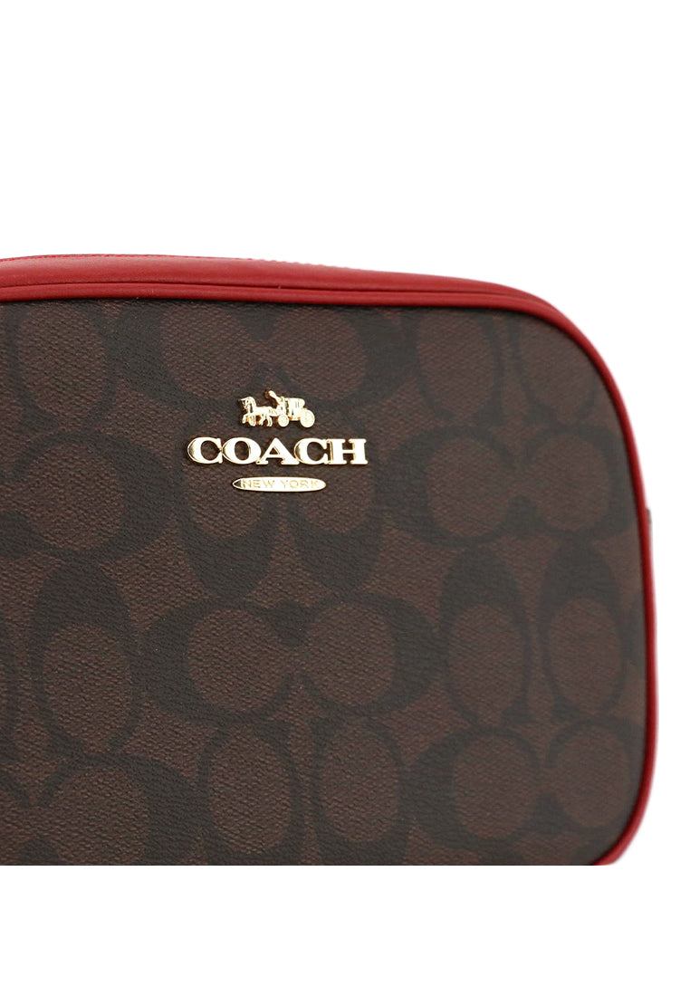 Coach Mini Jamie Camera Bag In Signature Canvas - Dark Brown/Red