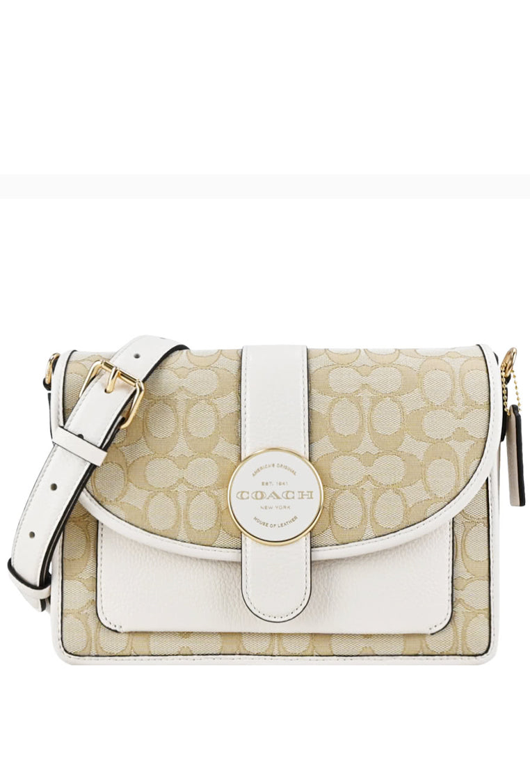 Coach Lonnie Crossbody In Signature Jacquard - Light Brown/White