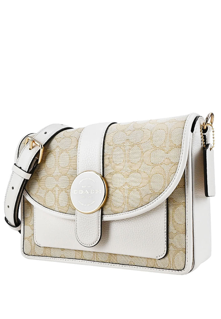 Coach Lonnie Crossbody In Signature Jacquard - Light Brown/White