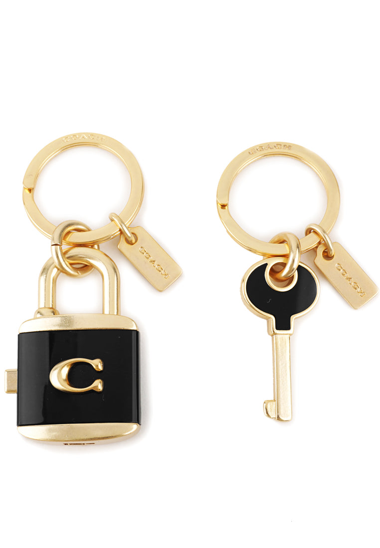 Coach Lock And Key Bag Charm Key Ring - Black