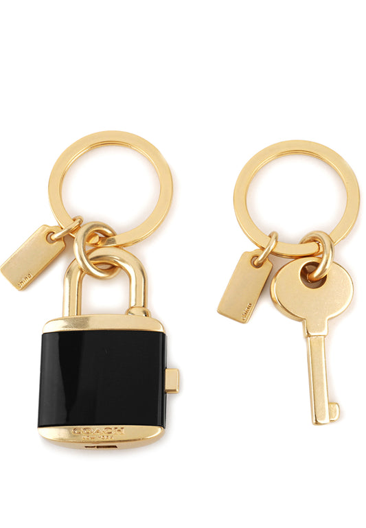 Coach Lock And Key Bag Charm Key Ring - Black