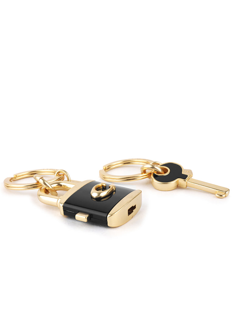 Coach Lock And Key Bag Charm Key Ring - Black