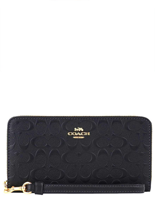 Coach Boxed Long Zip Around Wallet In Signature Leather - Black