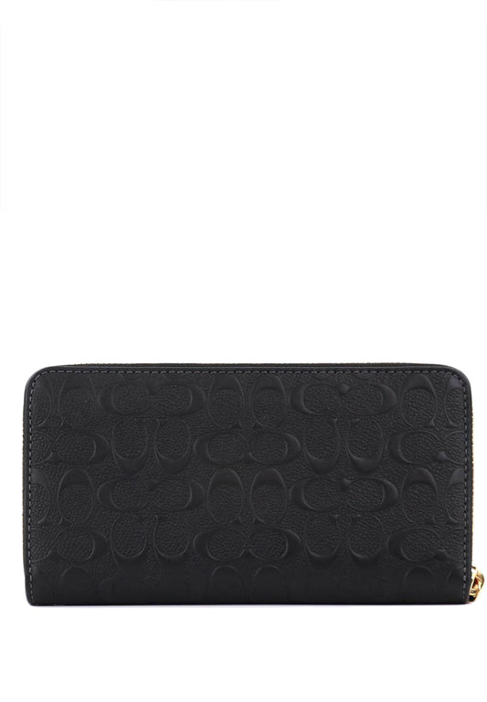 Coach Boxed Long Zip Around Wallet In Signature Leather - Black