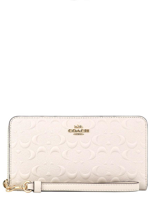 Coach Boxed Long Zip Around Wallet In Signature Leather - White