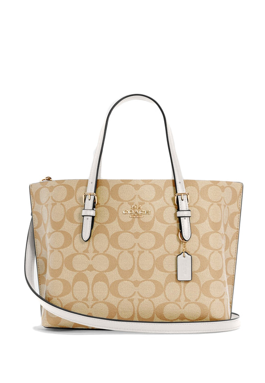 Coach Mollie Tote 25 In Signature Canvas - Light Brown/White