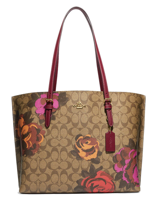 Coach Mollie Tote In Signature Canvas With Jumbo Floral Print - Brown/Multi