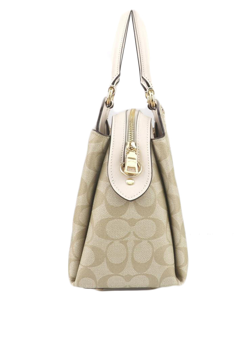 Coach Lillie Carryall In Signature Canvas - Light Brown/White