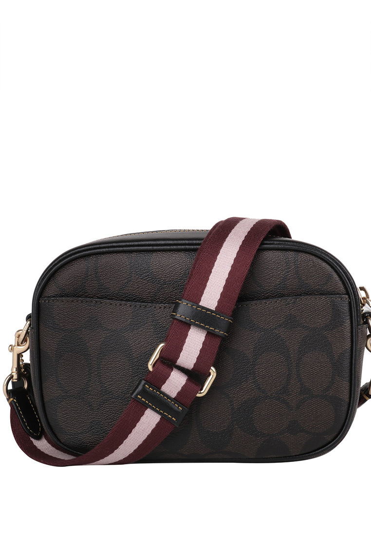 Coach Mini Jamie Camera Bag In Signature Canvas With Ski Patches - Dark Brown/Multi