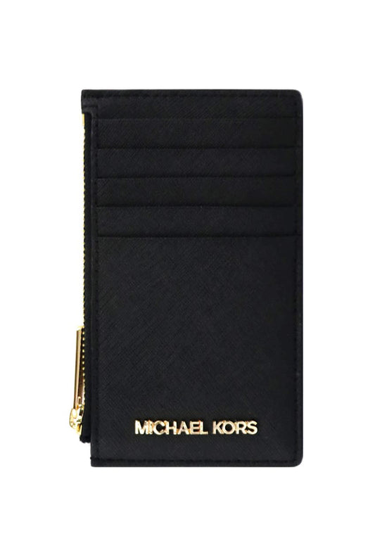 Michael Kors Jet Set Travel Top Zip Card Case - Black