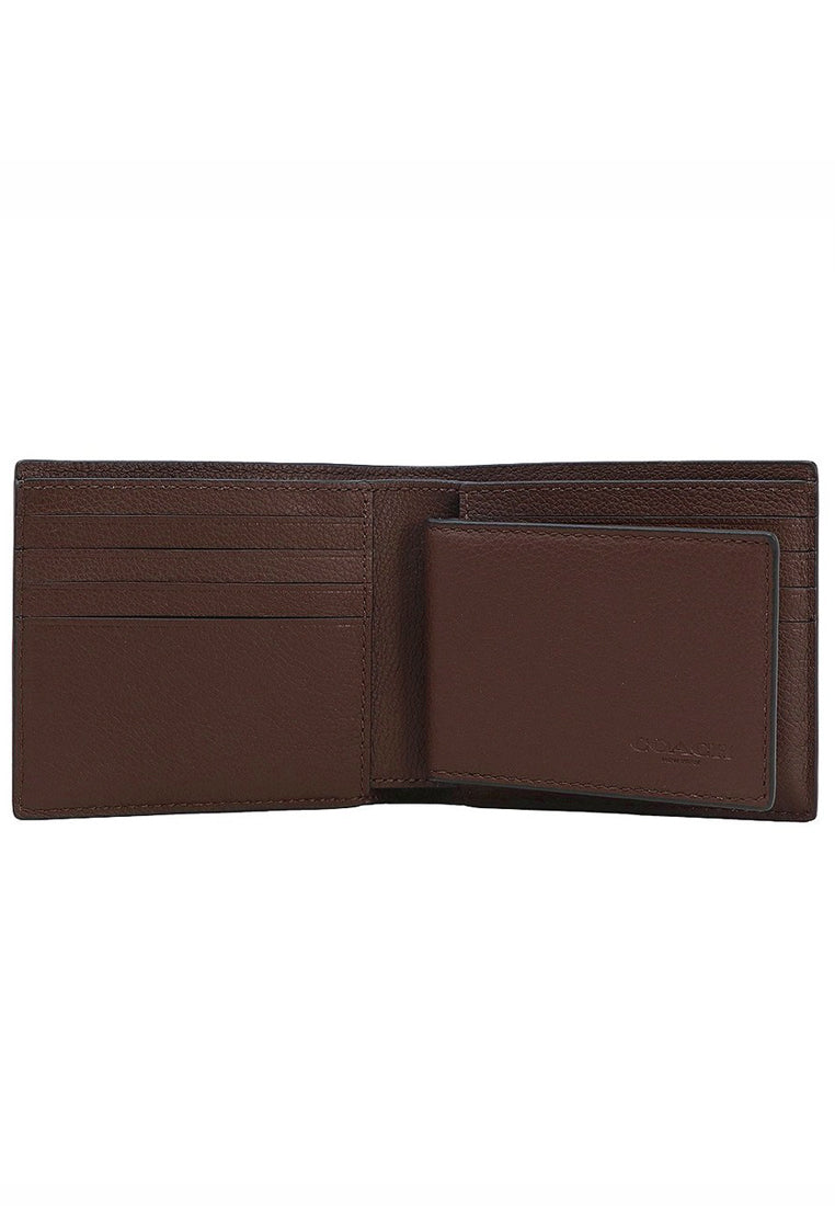 Coach Mens Compact ID Wallet In Sport Calf Leather - Mahogany