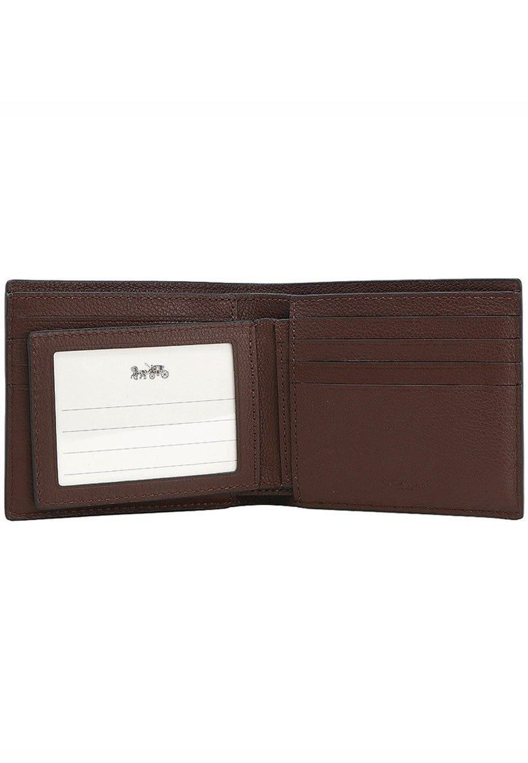 Coach Mens Compact ID Wallet In Sport Calf Leather - Mahogany