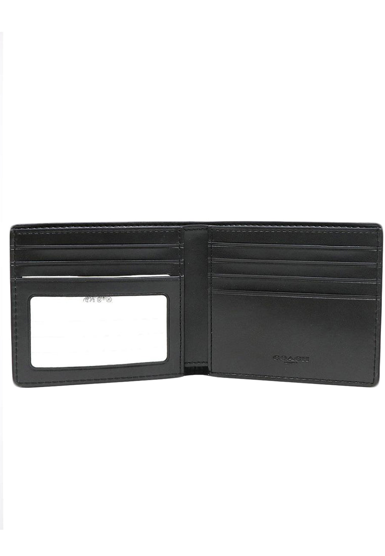 Coach Mens ID Billfold In Signature Coated Canvas - Black