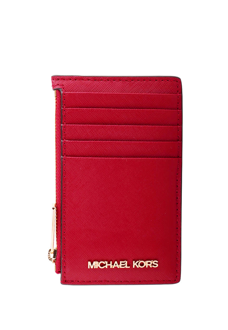 Michael Kors Jet Set Travel Top Zip Card Case - Chilli Red