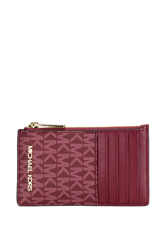 Michael Kors Jet Set Travel Signature Top Zip Card Case - Mulberry