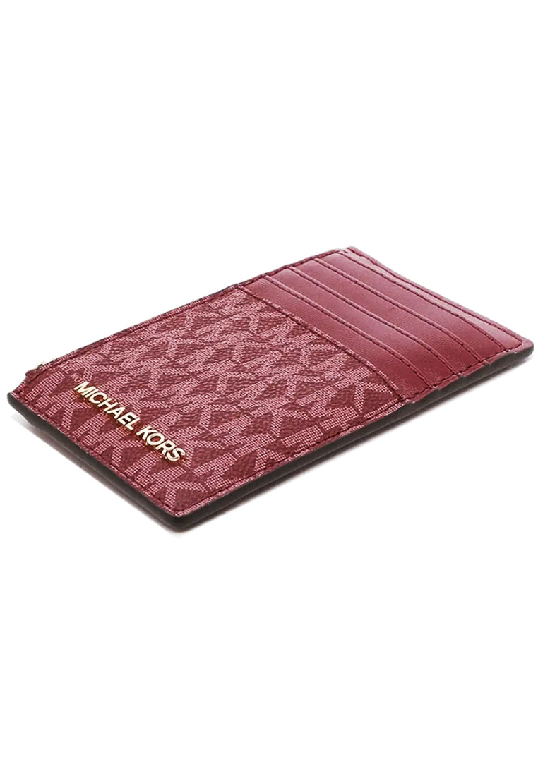 Michael Kors Jet Set Travel Signature Top Zip Card Case - Mulberry