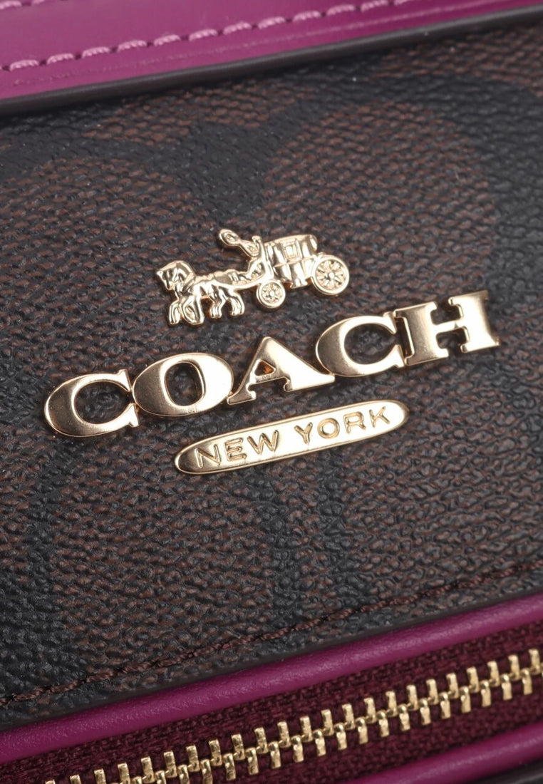 Coach Rowan Satchel In Signature Canvas - Dark Brown/Dark Magenta