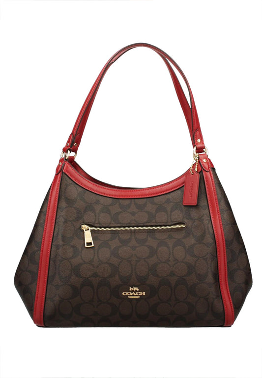 Coach Kristy Shoulder Bag In Signature Canvas - Dark Brown/Red