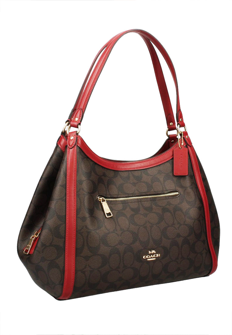 Coach Kristy Shoulder Bag In Signature Canvas - Dark Brown/Red