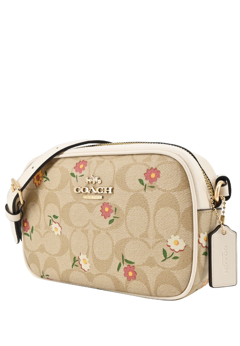 Coach Mini Jamie Camera Bag In Signature Canvas With Nostalgic Ditsy Print - Light Brown