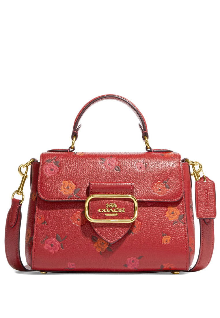 Coach Morgan Top Handle Satchel With Peony Print - Apple Red/Multi