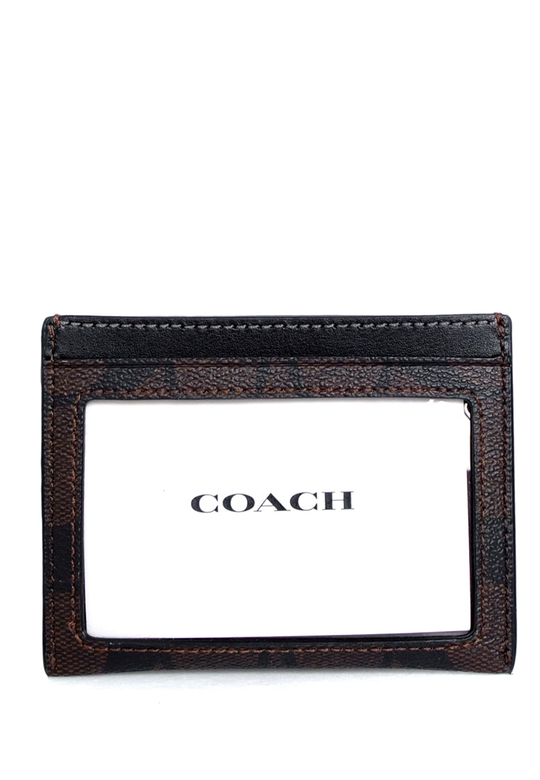 Coach Slim ID Card Case In Signature Canvas - Dark Brown