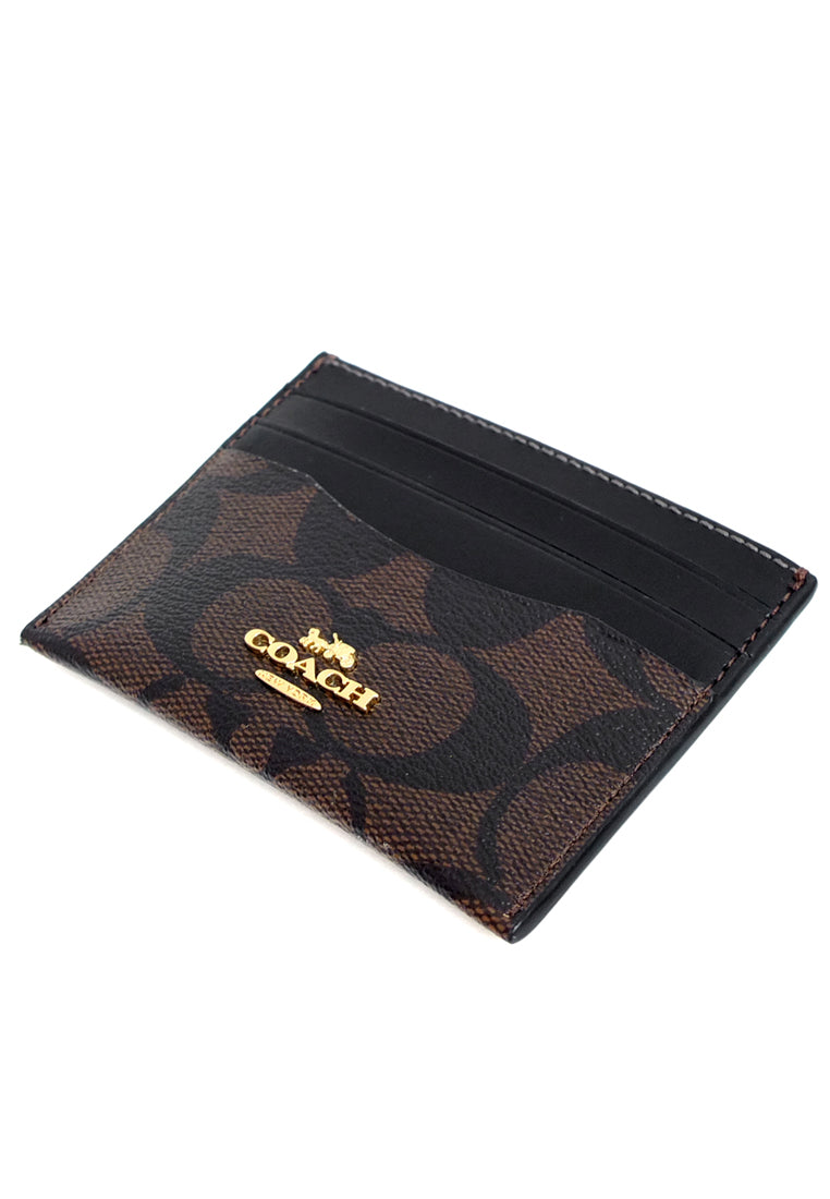 Coach Slim ID Card Case In Signature Canvas - Dark Brown