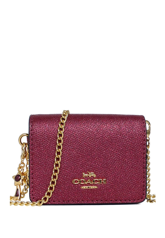 Coach Boxed Mini Wallet On A Chain - Black Cherry