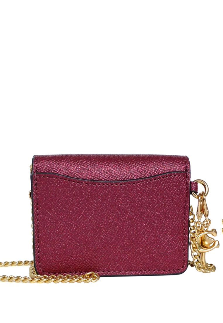 Coach Boxed Mini Wallet On A Chain - Black Cherry