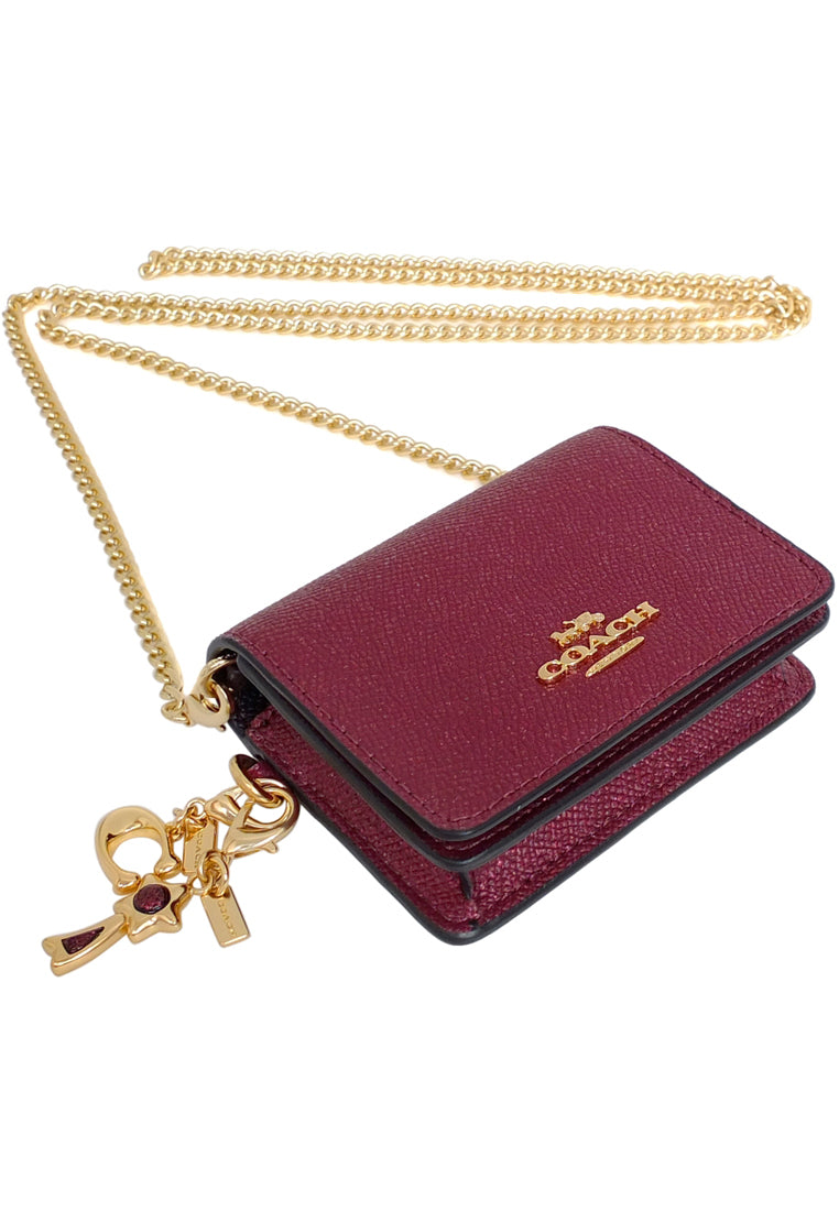 Coach Boxed Mini Wallet On A Chain - Black Cherry